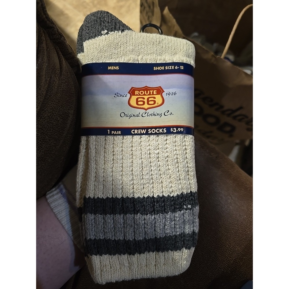 Route 66 Original Clothing Co. 1 Pair Crew Socks VTG Shoe Size 6-12 Mens New
